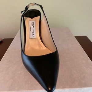 Jimmy Choo Erin 85mm kid black slingback pumps
